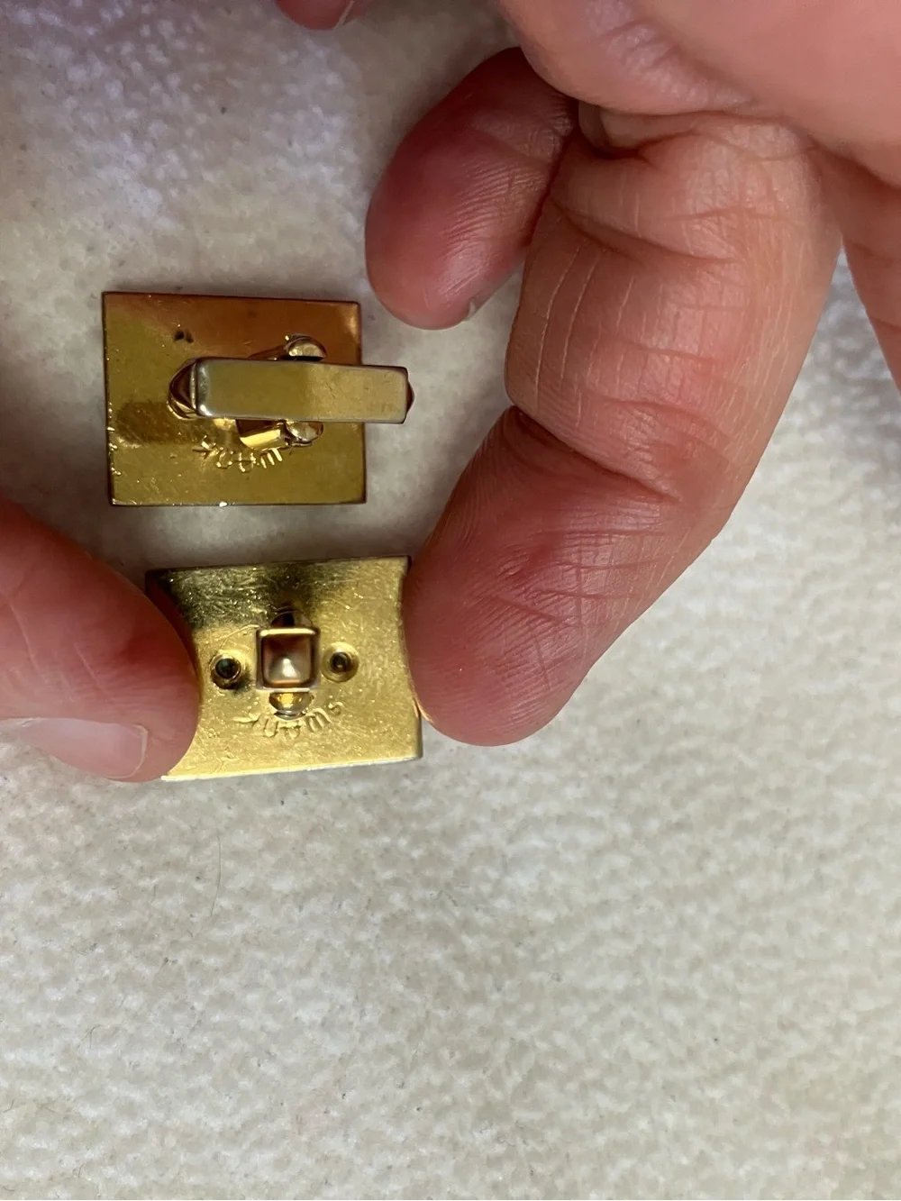 Vintage SWANK Gold tone and Cream Horsehead Cufflinks